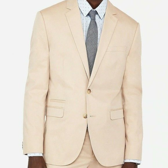 Khaki Oxford Cotton Suit Jacket - Picture 1 of 2